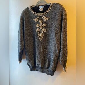 Vintage Wool and Lurex blend beaded sweater size 42